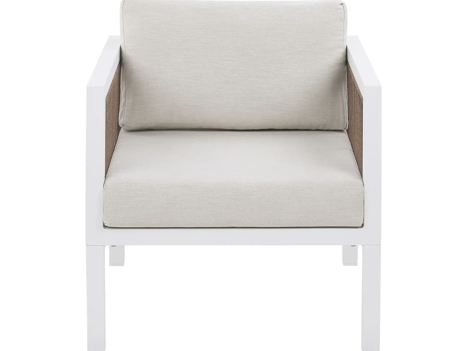 New Beliani Set da giardino con tavolo 5 posti BORELLO Metallo Bianco Bianco Beige Marrone