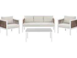 New Beliani Set da giardino con tavolo 5 posti BORELLO Metallo Bianco Bianco Beige Marrone
