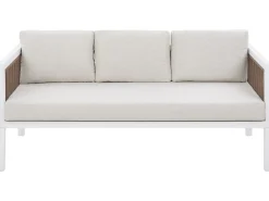 New Beliani Set da giardino con tavolo 5 posti BORELLO Metallo Bianco Bianco Beige Marrone