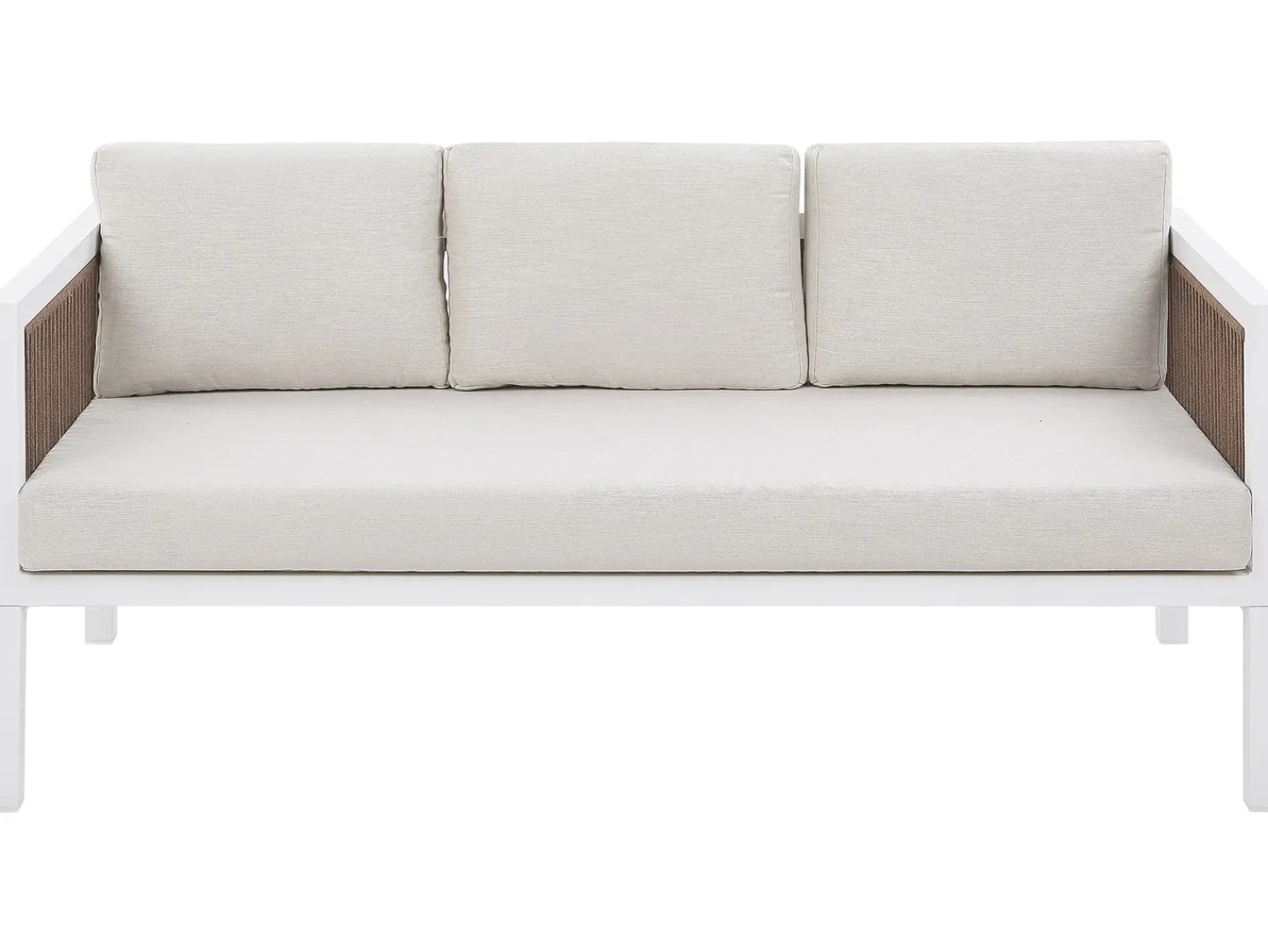New Beliani Set da giardino con tavolo 5 posti BORELLO Metallo Bianco Bianco Beige Marrone