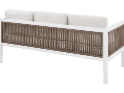 New Beliani Set da giardino con tavolo 5 posti BORELLO Metallo Bianco Bianco Beige Marrone
