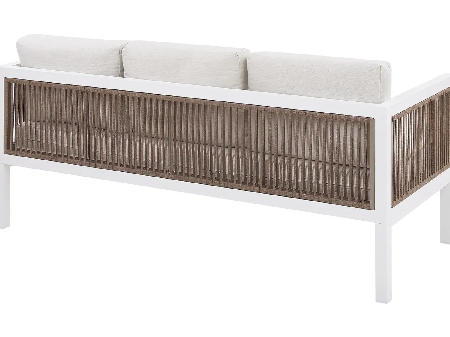 New Beliani Set da giardino con tavolo 5 posti BORELLO Metallo Bianco Bianco Beige Marrone