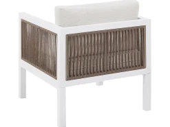 New Beliani Set da giardino con tavolo 5 posti BORELLO Metallo Bianco Bianco Beige Marrone