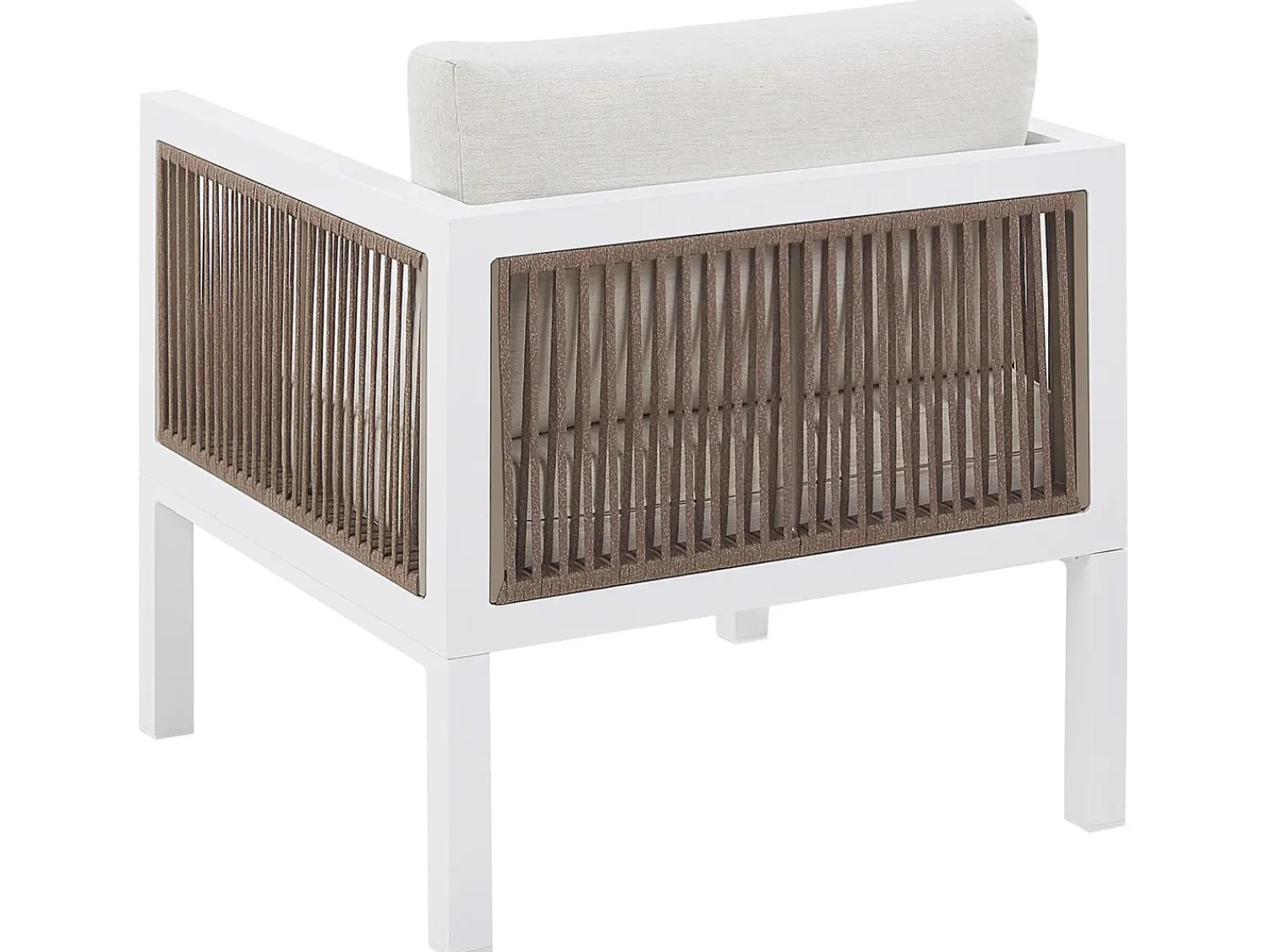 New Beliani Set da giardino con tavolo 5 posti BORELLO Metallo Bianco Bianco Beige Marrone