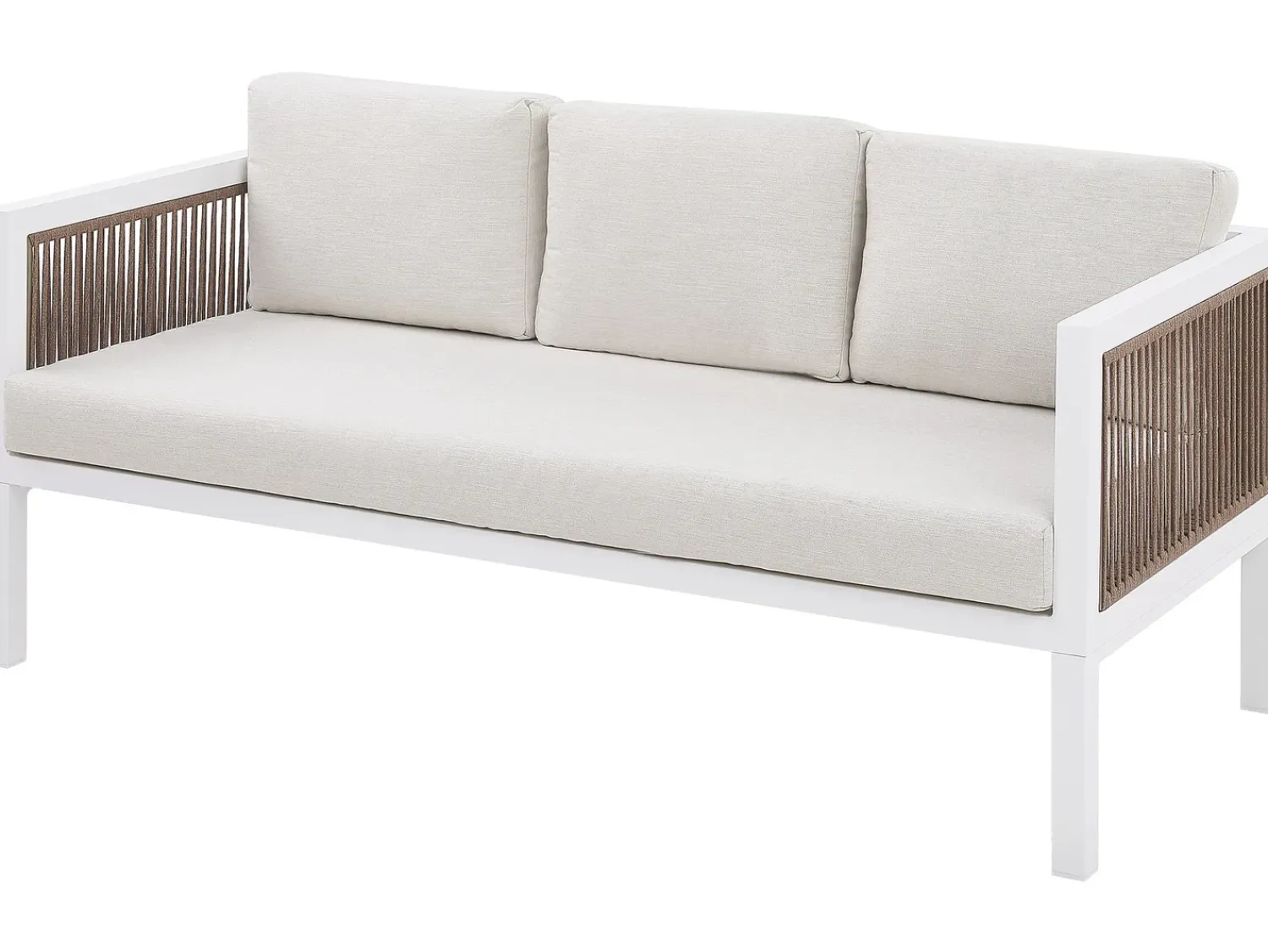New Beliani Set da giardino con tavolo 5 posti BORELLO Metallo Bianco Bianco Beige Marrone