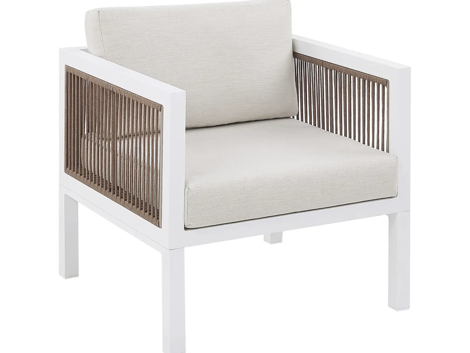 New Beliani Set da giardino con tavolo 5 posti BORELLO Metallo Bianco Bianco Beige Marrone
