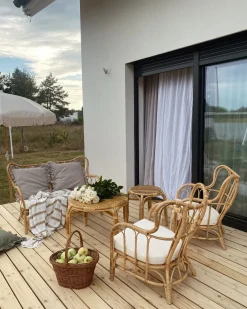 Sale Beliani Set da giardino con tavolo 4 posti BRINDISI Rattan Naturale Beige Marrone
