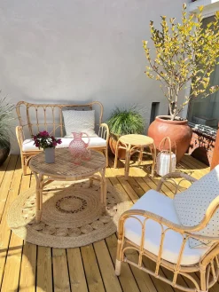 Sale Beliani Set da giardino con tavolo 4 posti BRINDISI Rattan Naturale Beige Marrone