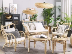 Sale Beliani Set da giardino con tavolo 4 posti BRINDISI Rattan Naturale Beige Marrone