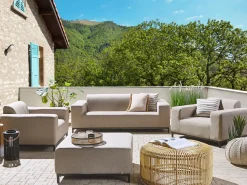 Beliani Set da giardino con tavolo 5 posti ROVIGO Beige Beige Nero