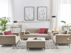Beliani Set da giardino con tavolo 5 posti ROVIGO Beige Beige Nero