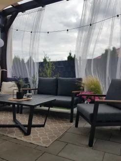 Hot Beliani Set da giardino con tavolo 4 posti DELIA Metallo Grigio Grigio Nero