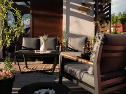 Hot Beliani Set da giardino con tavolo 4 posti DELIA Metallo Grigio Grigio Nero