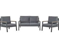 Hot Beliani Set da giardino con tavolo 4 posti DELIA Metallo Grigio Grigio Nero
