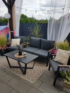 Hot Beliani Set da giardino con tavolo 4 posti DELIA Metallo Grigio Grigio Nero