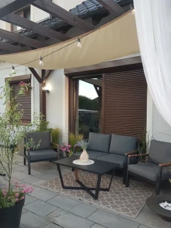 Hot Beliani Set da giardino con tavolo 4 posti DELIA Metallo Grigio Grigio Nero