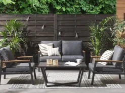 Hot Beliani Set da giardino con tavolo 4 posti DELIA Metallo Grigio Grigio Nero