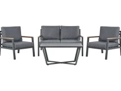 Hot Beliani Set da giardino con tavolo 4 posti DELIA Metallo Grigio Grigio Nero