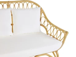 Discount Beliani Set da giardino con tavolo 4 posti SIBARI Rattan Naturale Bianco Marrone