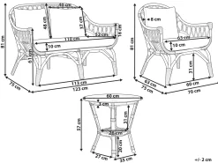 Discount Beliani Set da giardino con tavolo 4 posti SIBARI Rattan Naturale Bianco Marrone