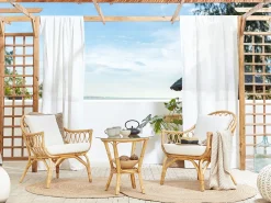 Discount Beliani Set da giardino con tavolo 4 posti SIBARI Rattan Naturale Bianco Marrone
