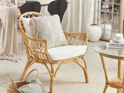 Discount Beliani Set da giardino con tavolo 4 posti SIBARI Rattan Naturale Bianco Marrone