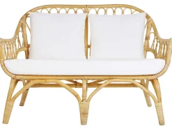 Discount Beliani Set da giardino con tavolo 4 posti SIBARI Rattan Naturale Bianco Marrone
