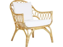 Discount Beliani Set da giardino con tavolo 4 posti SIBARI Rattan Naturale Bianco Marrone