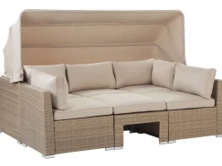 New Beliani Set da giardino con tavolo 5 posti COCCOLIA Modulare Rattan sintetico (PE) Beige Beige Marrone