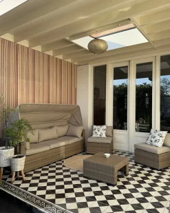New Beliani Set da giardino con tavolo 5 posti COCCOLIA Modulare Rattan sintetico (PE) Beige Beige Marrone