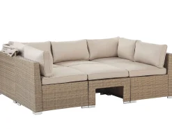 New Beliani Set da giardino con tavolo 5 posti COCCOLIA Modulare Rattan sintetico (PE) Beige Beige Marrone
