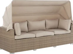 New Beliani Set da giardino con tavolo 5 posti COCCOLIA Modulare Rattan sintetico (PE) Beige Beige Marrone