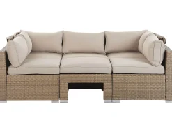 New Beliani Set da giardino con tavolo 5 posti COCCOLIA Modulare Rattan sintetico (PE) Beige Beige Marrone