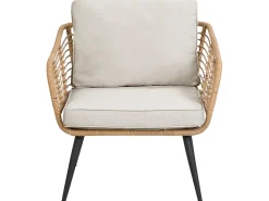 Online Beliani Set da giardino con tavolo 4 posti CORINTH II Rattan sintetico (PE) Naturale Marrone Grigio Nero