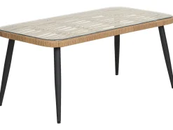 Online Beliani Set da giardino con tavolo 4 posti CORINTH II Rattan sintetico (PE) Naturale Marrone Grigio Nero
