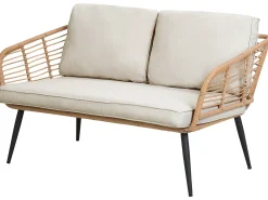 Online Beliani Set da giardino con tavolo 4 posti CORINTH II Rattan sintetico (PE) Naturale Marrone Grigio Nero