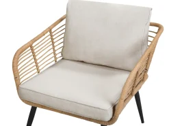 Online Beliani Set da giardino con tavolo 4 posti CORINTH II Rattan sintetico (PE) Naturale Marrone Grigio Nero