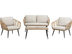 Online Beliani Set da giardino con tavolo 4 posti CORINTH II Rattan sintetico (PE) Naturale Marrone Grigio Nero