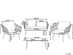 Online Beliani Set da giardino con tavolo 4 posti CORINTH II Rattan sintetico (PE) Naturale Marrone Grigio Nero