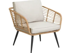 Online Beliani Set da giardino con tavolo 4 posti CORINTH II Rattan sintetico (PE) Naturale Marrone Grigio Nero
