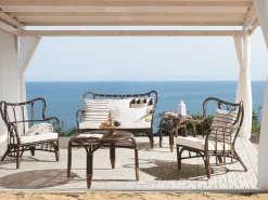 Best Beliani Set da giardino con tavolo 4 posti BRINDISI Rattan Marrone scuro Beige Marrone