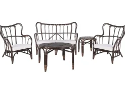 Best Beliani Set da giardino con tavolo 4 posti BRINDISI Rattan Marrone scuro Beige Marrone