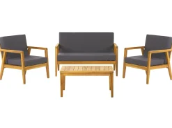 Outlet Beliani Set da giardino con tavolo 4 posti PALLANO Legno d'acacia Grigio scuro Grigio Marrone