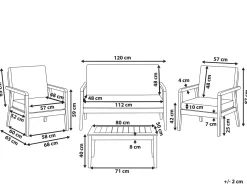 Outlet Beliani Set da giardino con tavolo 4 posti PALLANO Legno d'acacia Grigio scuro Grigio Marrone