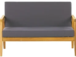 Outlet Beliani Set da giardino con tavolo 4 posti PALLANO Legno d'acacia Grigio scuro Grigio Marrone
