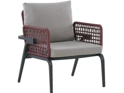 Online Beliani Set da giardino con tavolo 4 posti SCIACCA Metallo Grigio Bordeaux Grigio Nero