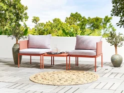 Discount Beliani Set da giardino con tavolo 2 posti TERRACINA Metallo Arancione Bianco Arancione