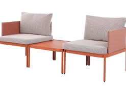 Discount Beliani Set da giardino con tavolo 2 posti TERRACINA Metallo Arancione Bianco Arancione