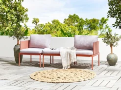 Discount Beliani Set da giardino con tavolo 2 posti TERRACINA Metallo Arancione Bianco Arancione