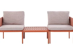 Discount Beliani Set da giardino con tavolo 2 posti TERRACINA Metallo Arancione Bianco Arancione